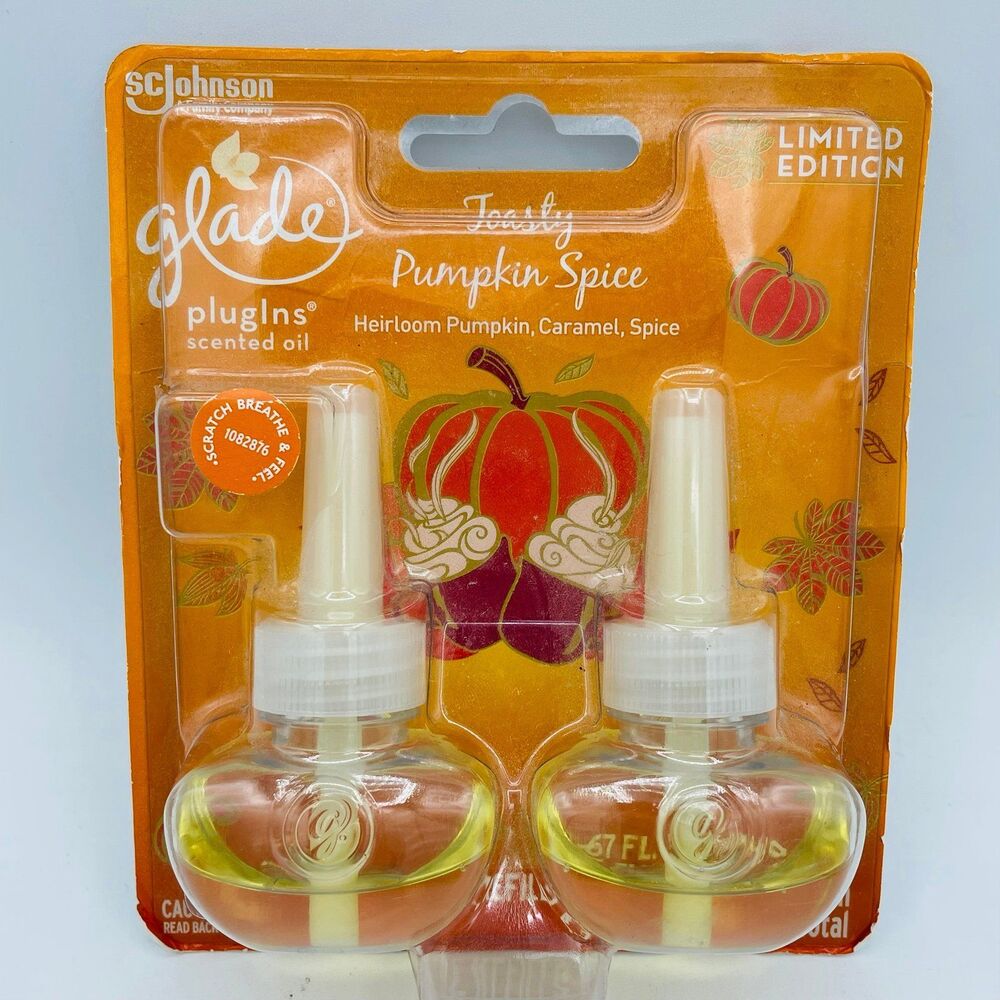Glade Toasty Pumpkin Spice 2 pack PlugIns Scented Oil- Limited Edition